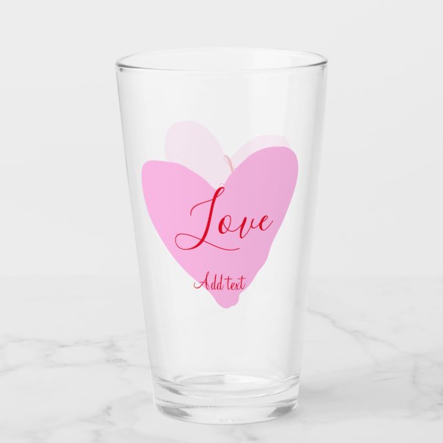 Verre Pink heart love happy Valentine's day text red nam (Devant)