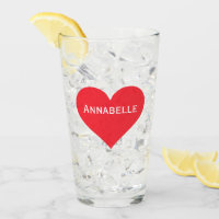 Pint Glass mignon Rouge Nom du coeur Personnalisé
