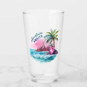 Verre Plage Palm Tree Mountain View Aventure Attend