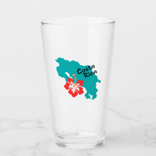 Verre Plan du Costa Rica avec hibiscus couleur