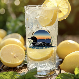 Verre Plongeon commun serein Coucher de soleil Bleu Faun