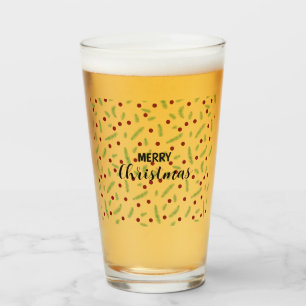 Verre Pneuka mignonne point sapin de Noël Rouge Vert mot