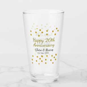 Verre Points dorés scintillent joyeux 20e anniversaire d