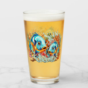 Verre Poissons Tropicaux Couleurs Vives Ambiance Été