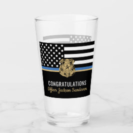 Verre Police Ligne bleue Drapeau Félicitations Retraite