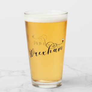 Verre Police Script Wrexham, Drapeau Gallois En Coeur
