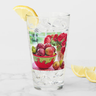 Verre Pommes rouges et Rose La vie est bonne Boire