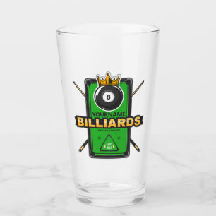Verre Pool Hall personnalisé NOM 8 Ball Crown Billiards