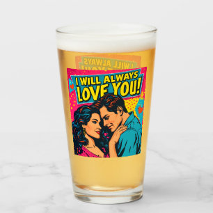 Verre Pop Art Bleu Jaune Magenta Romance Romantique