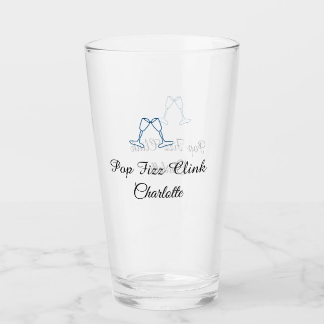Verre Pop fizz clink blue champagne bottle new year (Devant)