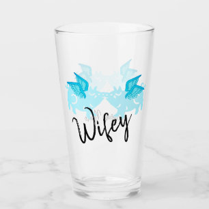 Verre Porcs volants mignons avec ailes Turquoise bleu no