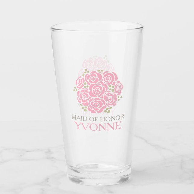 Verre Posy merci Maid of Honor rose mariage faveur (Devant)