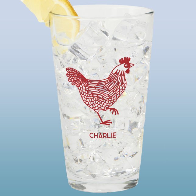 Verre Poulets Hen Personnalisé (Chicken hen poultry personalized glass tumbler)