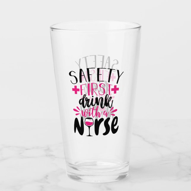 Verre Première boisson de sécurité avec un mot d'art inf (Devant)