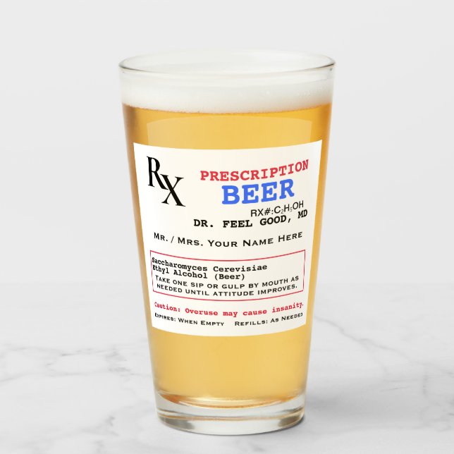 Verre Prescription RX pour la bière (Devant (rempli))