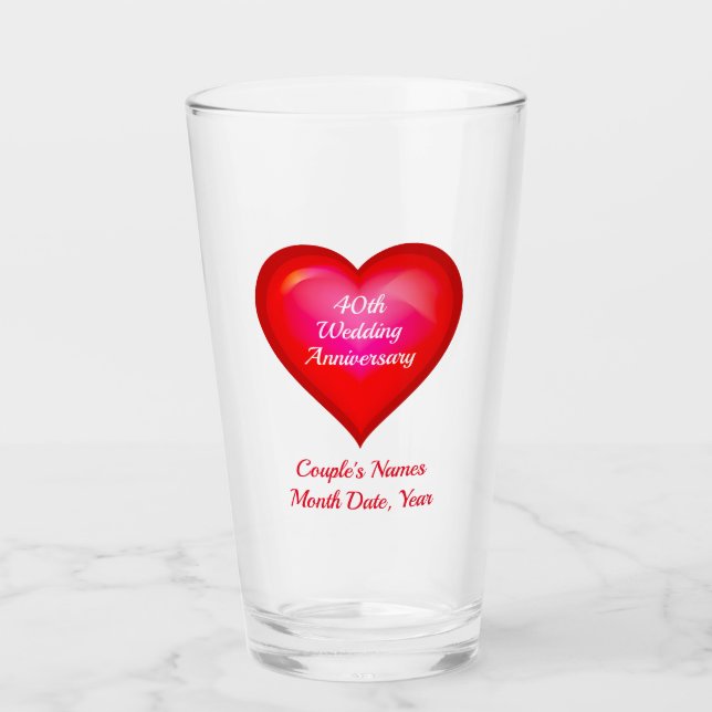 Verre Présentations pour le 40e anniversaire du Mariage  (Devant)