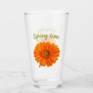 Verre Printemps orange Gerbera photo de fleur avec texte