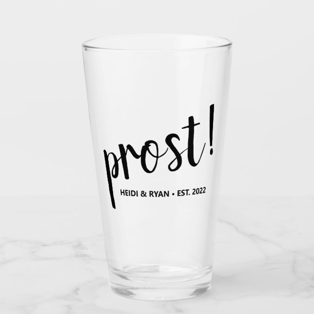 Verre "Prost" Honneur Mariage Cadeau Bière Boire du verr (Devant)
