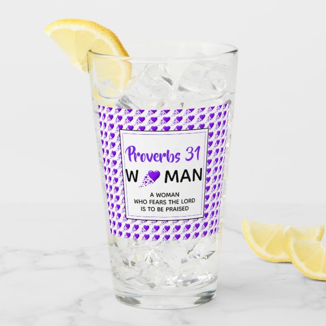 Verre PROVERBS 31 FEMME Coeurs pourpres Chrétien Boire (Devant glace)