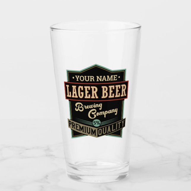 Verre Pub bar-bar Étiquette Lager personnalisé (Devant)