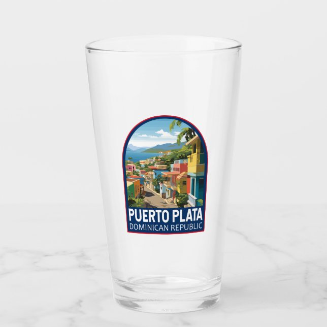 Verre Puerto Plata République Dominicaine Voyage Art Vin (Devant)