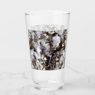 Verre Pyrite Cubique Fin et Cristal de Quartz Vert