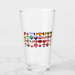 Verre Qatar Tournoi 32 Pays Drapeaux Coeurs
