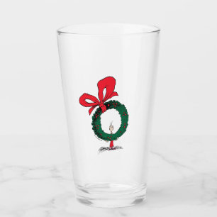 Verre Qui regarde à travers la couronne de Noël