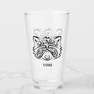 Verre Raccoon tribal noir et blanc