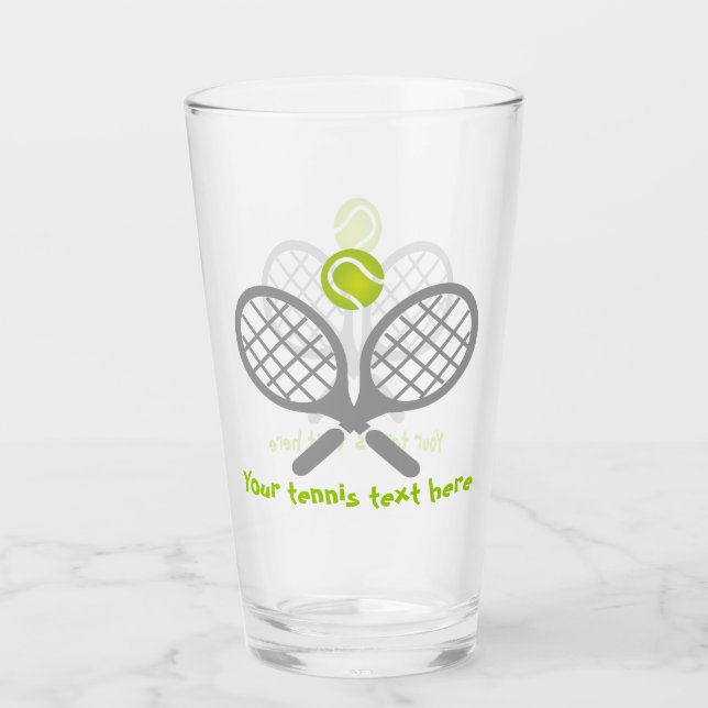 Verre Raquette de tennis et balle gris et vert (Devant)