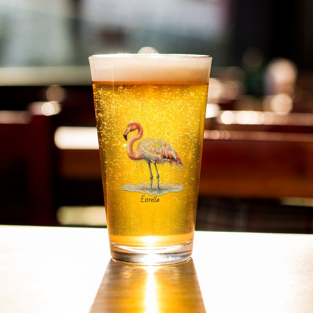 Verre Rayon de Flamant rose : Aquarelle tropicale, perso (Créateur téléchargé)