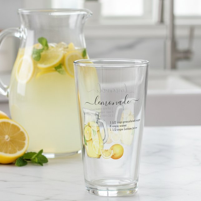 Verre Recette Lemonade Boire Aquarelle Lemons (Créateur téléchargé)