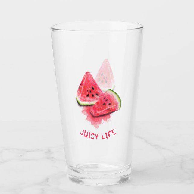 Verre Red Sweet Juicy Watermelon Pieces Glass (Devant)