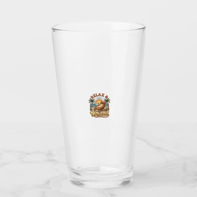 Verre Relax & Unwind Chat de Plage Design de Gravure Vin (Devant)
