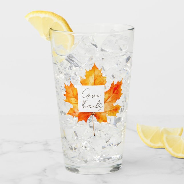 Verre Remerciez Fall Leaves Thankgiving (Devant glace)