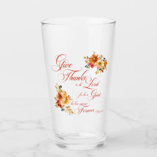 Verre Rendez grâce au Seigneur automne aquarelle florale