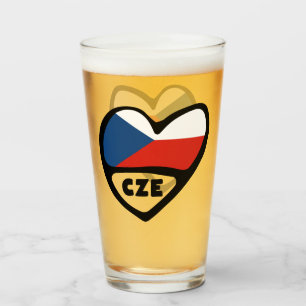 Verre République tchèque Code pays Coeur du drapeau, CZE