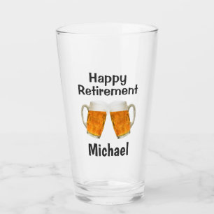 Verre Retraite GIft Happy Cheers Beer Nom personnalisé