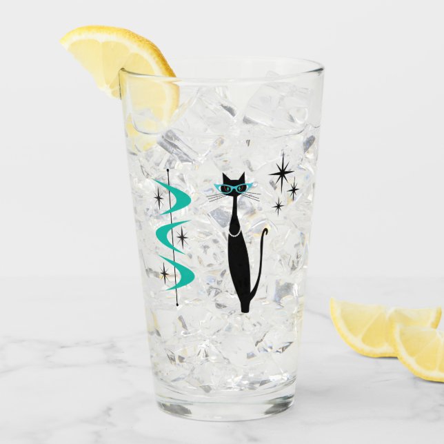 Verre Retro Atomique Moyen Siècle Moderne MCM Kitty Cat (Devant glace)