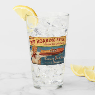 Verre Rétro Chris Craft Bois Cobra Boat Publicité