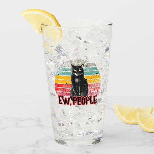 Verre Retro Vintage Chat Noir Ew (Devant glace)
