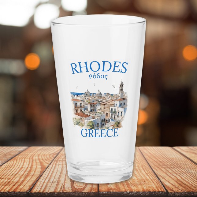 Verre Rhodes Greece Watercolor – Greek Island Souvenir (Créateur téléchargé)