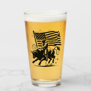Verre Rodeo de cavalier de taureau américain personnalis