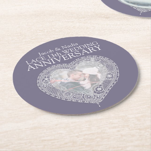 Verre Rond 13e anniversaire de la dentelle mariage dessous de (Incliné)