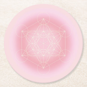 Verre Rond géométrique sacré, rose, Metatron, dessous de verr