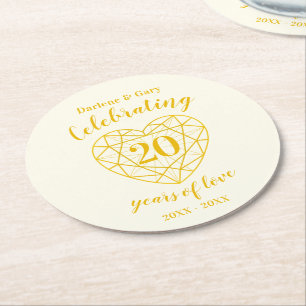 Verre Rond Golden diamant anniversaire 20 ans dessous de verr