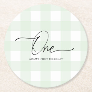 Verre Rond Green En vichy premier anniversaire Dessous de ver