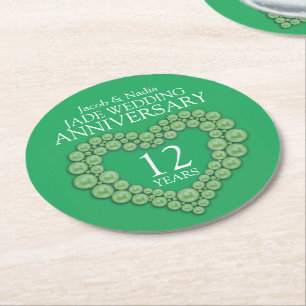 Verre Rond Jade 12e anniversaire mariage coeur dessous de ver