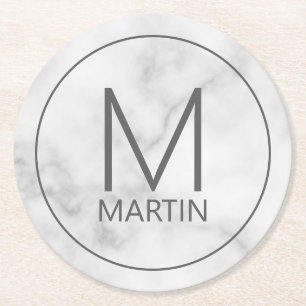 Verre Rond Monogramme personnalisé moderne et Dessous de verr