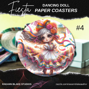 Verre Rond Poupées dansantes Fiesta (#4) Sets de dessous de 